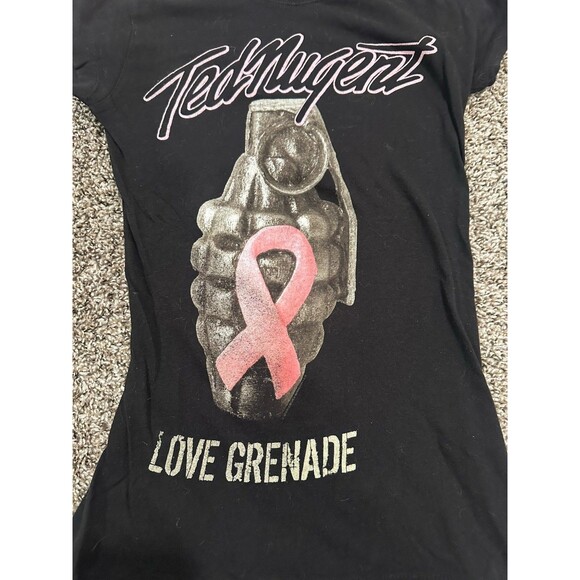 TED NUGENT LOVE GRENADE ALBUM COVER WOMEN'S BLACK CONCERT T-SHIRT SIZE M - Picture 3 of 6